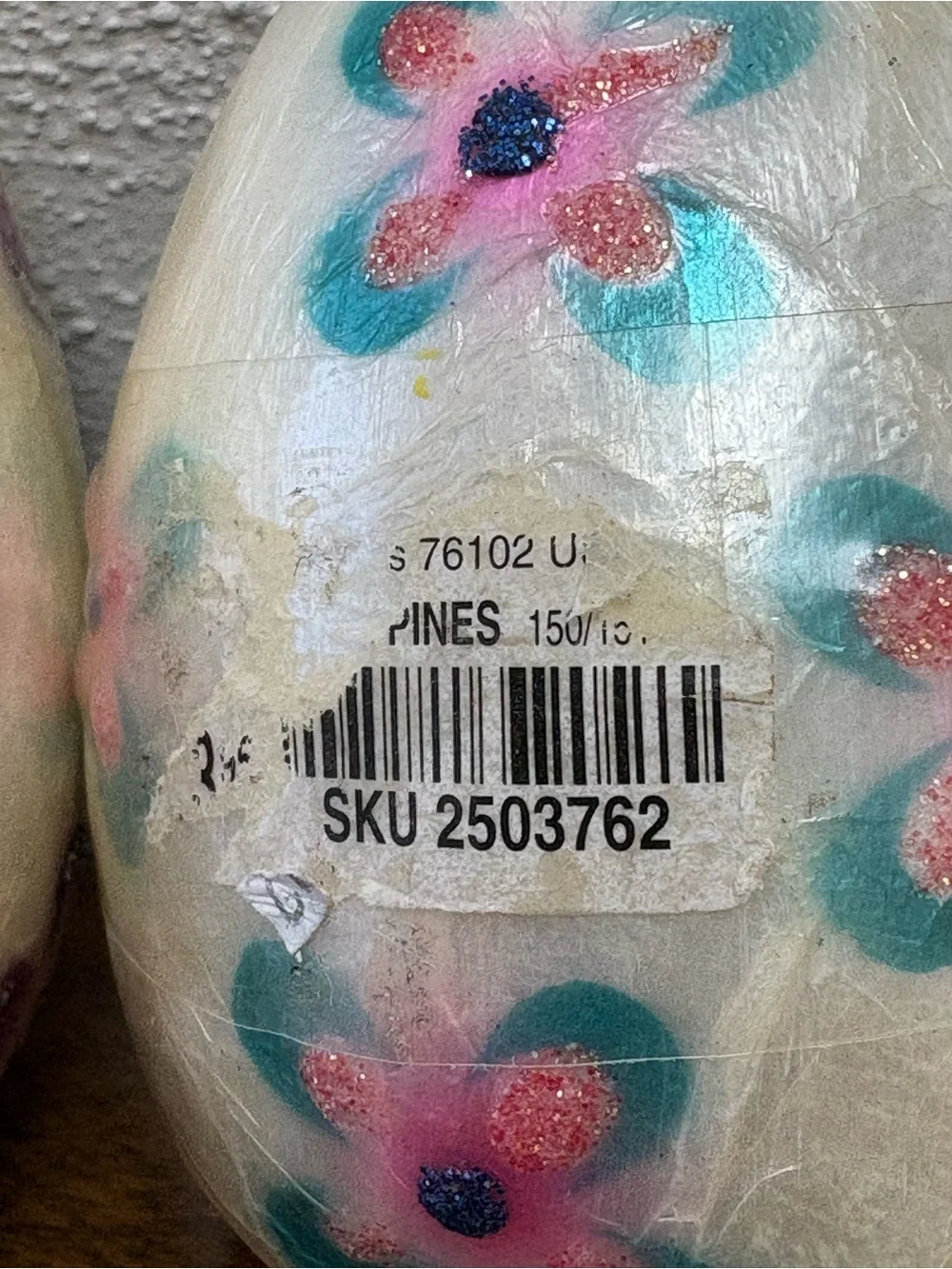 Vintage Pier 1 Imports Capiz Shell Floral Easter Eggs Set of 3 Handcrafted